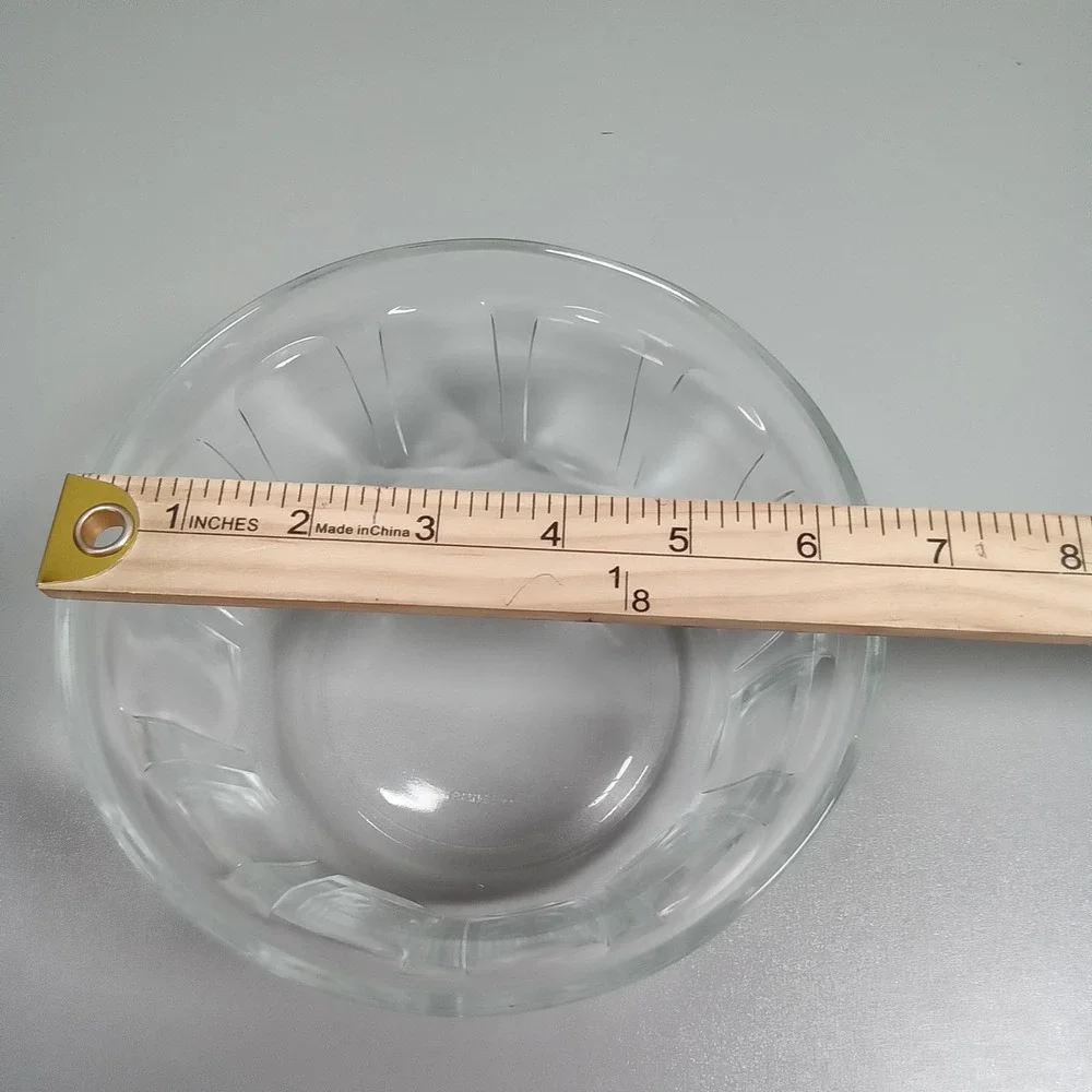 Vereco France Clear Ribbed Glass Serving Bowl Paneled Round‎ 7.25 Inch Vintage